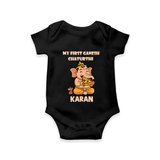 My First Little Ganesha Mouse Friendship Illustration Printed Romper - BLACK - New Born (Chest 14")
