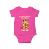 My First Little Ganesha Mouse Friendship Illustration Printed Romper - HOT PINK - New Born (Chest 14")