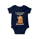 My First Little Ganesha Mouse Friendship Illustration Printed Romper - NAVY BLUE - New Born (Chest 14")