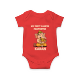 My First Little Ganesha Mouse Friendship Illustration Printed Romper - RED - New Born (Chest 14")