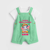 My First Ganesha Modak Celebration Printed Dungaree - GREEN - 0 - 5 Months Old (Chest 18")