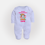 My First Ganesha Modak Celebration Printed Fullbody Suit - BABY BLUE - New Born (Chest 7.5")