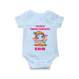 My First Ganesha Modak Celebration Printed Romper - BABY BLUE - New Born (Chest 14")