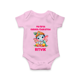My First Ganesha Modak Celebration Printed Romper - BABY PINK - New Born (Chest 14")