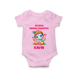 My First Ganesha Modak Celebration Printed Romper - BABY PINK - New Born (Chest 14")