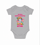My First Ganesha Modak Celebration Printed Romper - GREY - New Born (Chest 14")