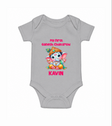 My First Ganesha Modak Celebration Printed Romper - GREY - New Born (Chest 14")