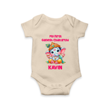 My First Ganesha Modak Celebration Printed Romper - IVORY - New Born (Chest 14")