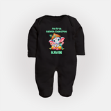 My First Ganesha Modak Celebration Printed Fullbody Suit - BLACK - New Born (Chest 7.5")