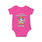 My First Ganesha Modak Celebration Printed Romper - HOT PINK - New Born (Chest 14")