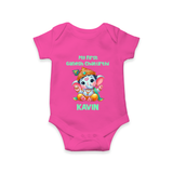 My First Ganesha Modak Celebration Printed Romper - HOT PINK - New Born (Chest 14")