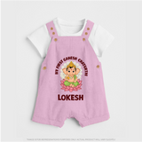 My First Cute Ganesha Festive Joy Illustration Printed Dungaree - BABY PINK - 0 - 5 Months Old (Chest 18")