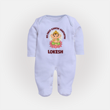 My First Cute Ganesha Festive Joy Illustration Printed Fullbody Suit - BABY BLUE - New Born (Chest 7.5")