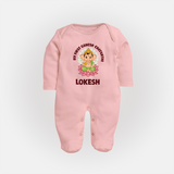 My First Cute Ganesha Festive Joy Illustration Printed Fullbody Suit - BABY PINK - New Born (Chest 7.5")