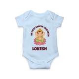 My First Cute Ganesha Festive Joy Illustration Printed Romper - BABY BLUE - New Born (Chest 14")
