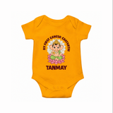 My First Cute Ganesha Festive Joy Illustration Printed Romper - CHROME YELLOW - New Born (Chest 14")