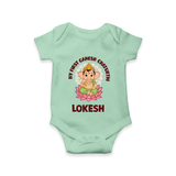 My First Cute Ganesha Festive Joy Illustration Printed Romper - MINT GREEN - New Born (Chest 14")