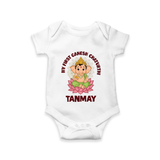 My First Cute Ganesha Festive Joy Illustration Printed Romper - WHITE - New Born (Chest 14")