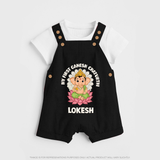 My First Cute Ganesha Festive Joy Illustration Printed Dungaree - BLACK - 0 - 5 Months Old (Chest 18")