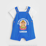 My First Cute Ganesha Festive Joy Illustration Printed Dungaree - COBALT BLUE - 0 - 5 Months Old (Chest 18")