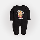 My First Cute Ganesha Festive Joy Illustration Printed Fullbody Suit - BLACK - New Born (Chest 7.5")