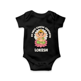 My First Cute Ganesha Festive Joy Illustration Printed Romper - BLACK - New Born (Chest 14")