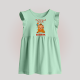 My First Little Ganesha Lotus Blessings Printed Baby Frock - MINT GREEN - 0 - 3 Months Old (Chest 17")