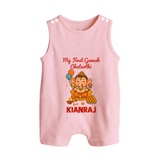 My First Little Ganesha Lotus Blessings Printed Button Romper - BABY PINK - New Born (Chest 18")