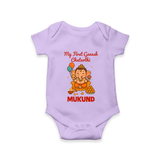 My First Little Ganesha Lotus Blessings Printed Romper - LILAC - New Born (Chest 14")