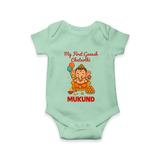 My First Little Ganesha Lotus Blessings Printed Romper - MINT GREEN - New Born (Chest 14")