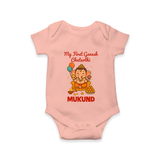 My First Little Ganesha Lotus Blessings Printed Romper - PEACH - New Born (Chest 14")