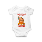 My First Little Ganesha Lotus Blessings Printed Romper - WHITE - New Born (Chest 14")