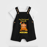 My First Little Ganesha Lotus Blessings Printed Dungaree - BLACK - 0 - 5 Months Old (Chest 18")