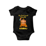 My First Little Ganesha Lotus Blessings Printed Romper - BLACK - New Born (Chest 14")