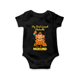 My First Little Ganesha Lotus Blessings Printed Romper - BLACK - New Born (Chest 14")