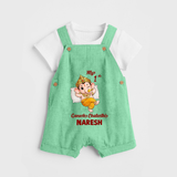 My First Ganesha Festival Celebration Illustration Printed Dungaree - GREEN - 0 - 5 Months Old (Chest 18")