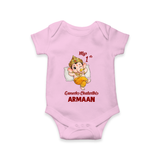 My First Ganesha Festival Celebration Illustration Printed Romper - BABY PINK - New Born (Chest 14")