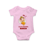 My First Ganesha Festival Celebration Illustration Printed Romper - BABY PINK - New Born (Chest 14")