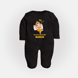 My First Ganesha Festival Celebration Illustration Printed Fullbody Suit - BLACK - New Born (Chest 7.5")