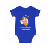 My First Ganesha Festival Celebration Illustration Printed Romper - COBALT BLUE - New Born (Chest 14")