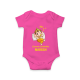 My First Ganesha Festival Celebration Illustration Printed Romper - HOT PINK - New Born (Chest 14")