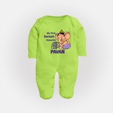 My First Baby Ganesha Sweet Blessings Printed Fullbody Suit - LIME GREEN - New Born (Chest 7.5")