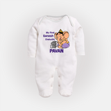 My First Baby Ganesha Sweet Blessings Printed Fullbody Suit - WHITE - New Born (Chest 7.5")
