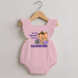 My First Baby Ganesha Sweet Blessings Printed Romper Frock - BABY PINK - 0 - 3 Months Old (Chest 19")