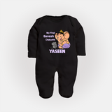 My First Baby Ganesha Sweet Blessings Printed Fullbody Suit - BLACK - New Born (Chest 7.5")