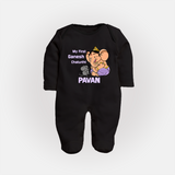 My First Baby Ganesha Sweet Blessings Printed Fullbody Suit - BLACK - New Born (Chest 7.5")