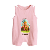 Ganesha Blessings Festive Garden Printed Button Romper - BABY PINK - New Born (Chest 18")
