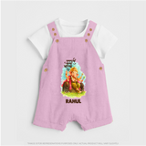 Ganesha Blessings Festive Garden Printed Dungaree - BABY PINK - 0 - 5 Months Old (Chest 18")