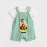 Ganesha Blessings Festive Garden Printed Dungaree - MINT GREEN - 0 - 5 Months Old (Chest 18")