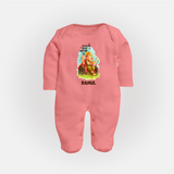 Ganesha Blessings Festive Garden Printed Fullbody Suit - PEACH - New Born (Chest 7.5")